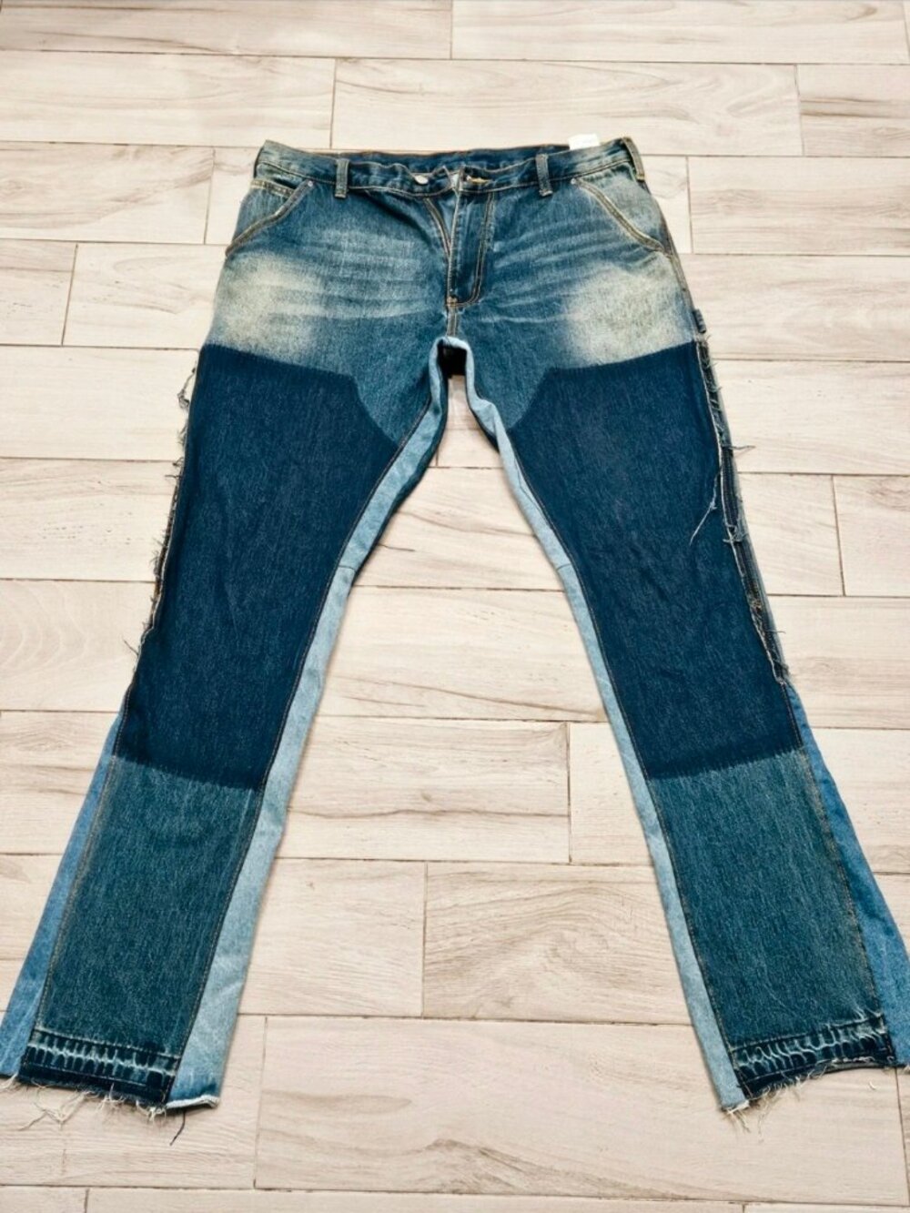 MNML Men's Size 34 Patchwork Carpenter Jeans Distressed Raw Hem